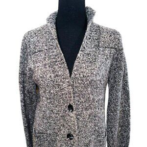 Eddie Bauer Heavy Knit Chunky Womens M Wool Cardigan Sweater Fisherman Preppy